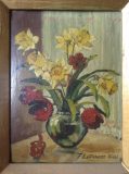 Stillleben mit Osterglocken und Tulpen (F. Latmann, 1948)