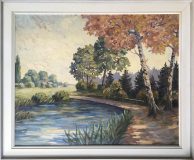 Landschaft mit See und Steg (Max Kosmas Zahner, 1966)