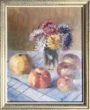 Stillleben mit Äpfeln und Blumenstrauß (N.N.)