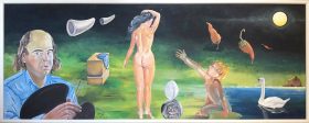 Selbstporträt mit Hommage an Dali (Jose Luis Jimenez Bernal, 1995)