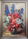Stillleben mit Mohn, Rittersporn und Kamille (Max Kosmas Zahner)