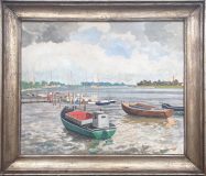 Uferlandschaft mit Booten (Maryan Zurek, 1938)