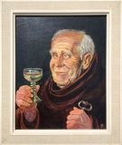 Kellermeister mit Weinglas und Kellerschlüssel (Oskar Busch)