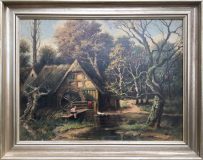 Wassermühle mit angelndem Knaben (Ernst Marfels, 1947)