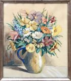 Stillleben mit Blumenstrauss in gelbem Krug (L. Hagen)