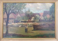 Szene am Rand eines Dorfes (Karl Köth)