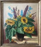 Blumenstrauss mit Rittersporn und Sonnenblumen (K. Kuhn)