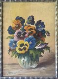 Stiefmütterchenstrauß in Vase (Max Kosmas Zahner)